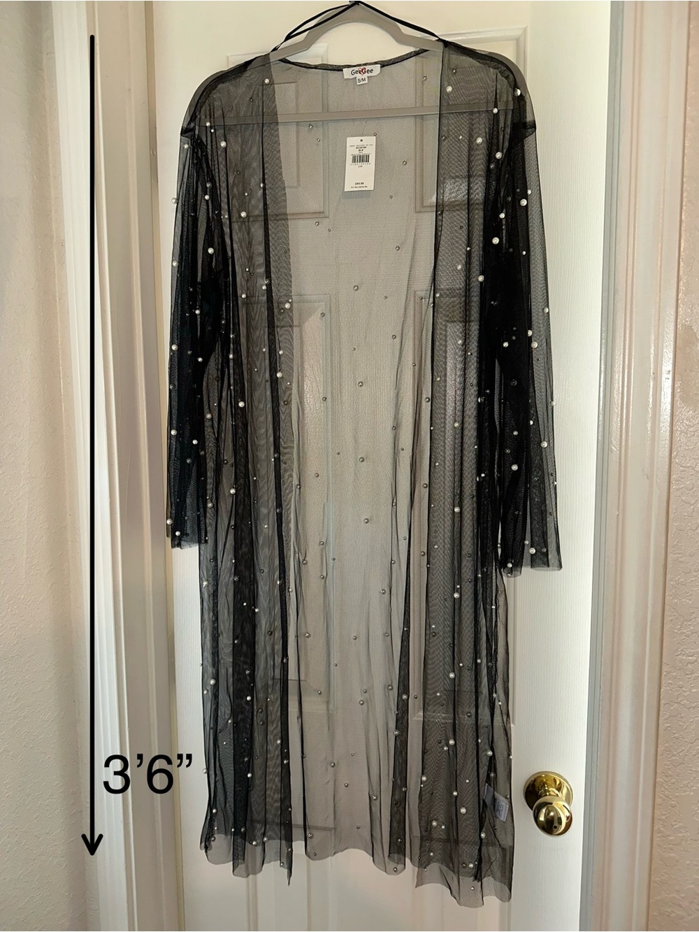 Sheer Black Pearl-Embellished